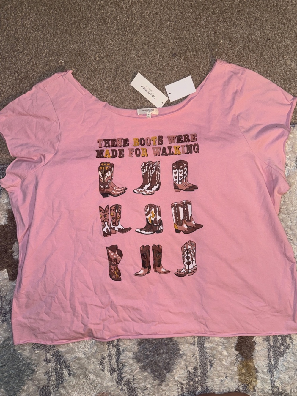 No Comment These Boots Were Ade for Walking Graphic Tee - Cowboy Boots Print